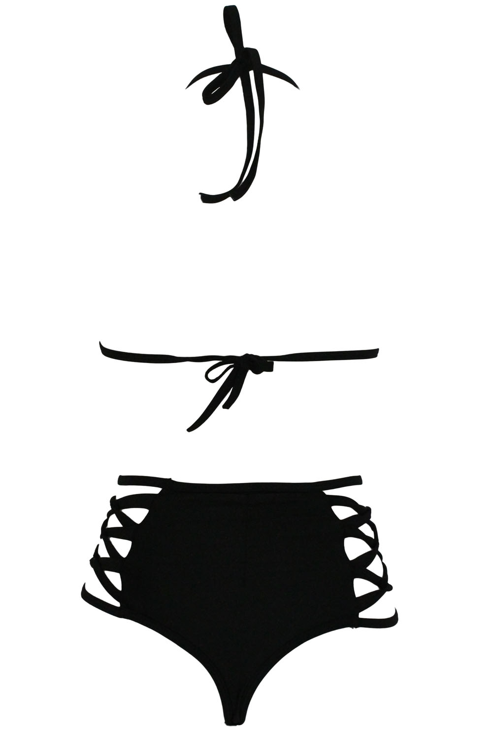 Черный открытый купальник бикини с завышенной талией арт.20110 - купить в  Санкт-Петербурге
