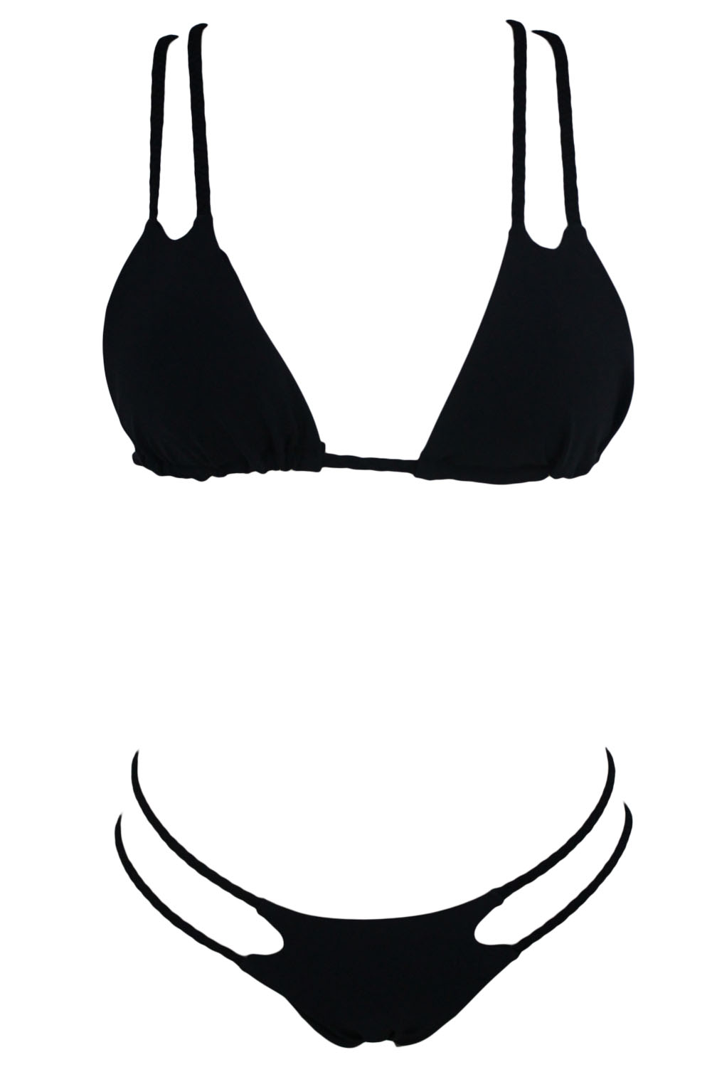 Черный купальник бикини с двойными бретельками и шнурками на плавках арт.  35556 | интернет-магазин VitoRicci