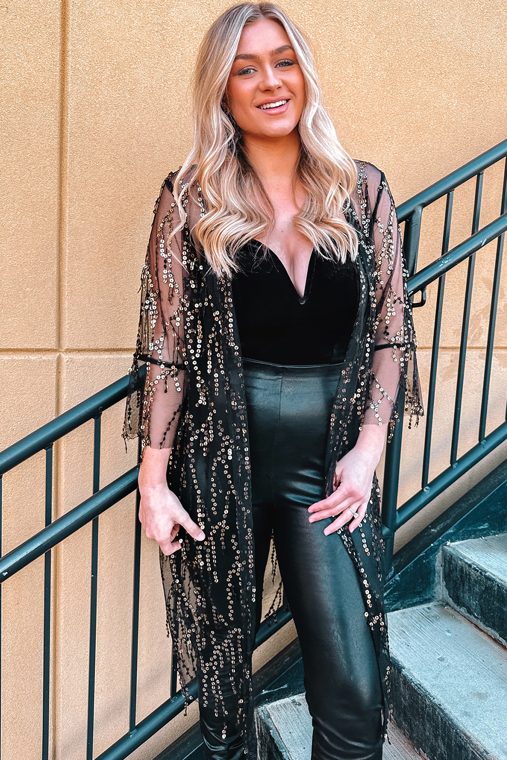 Long sleeve sheer kimono outlet