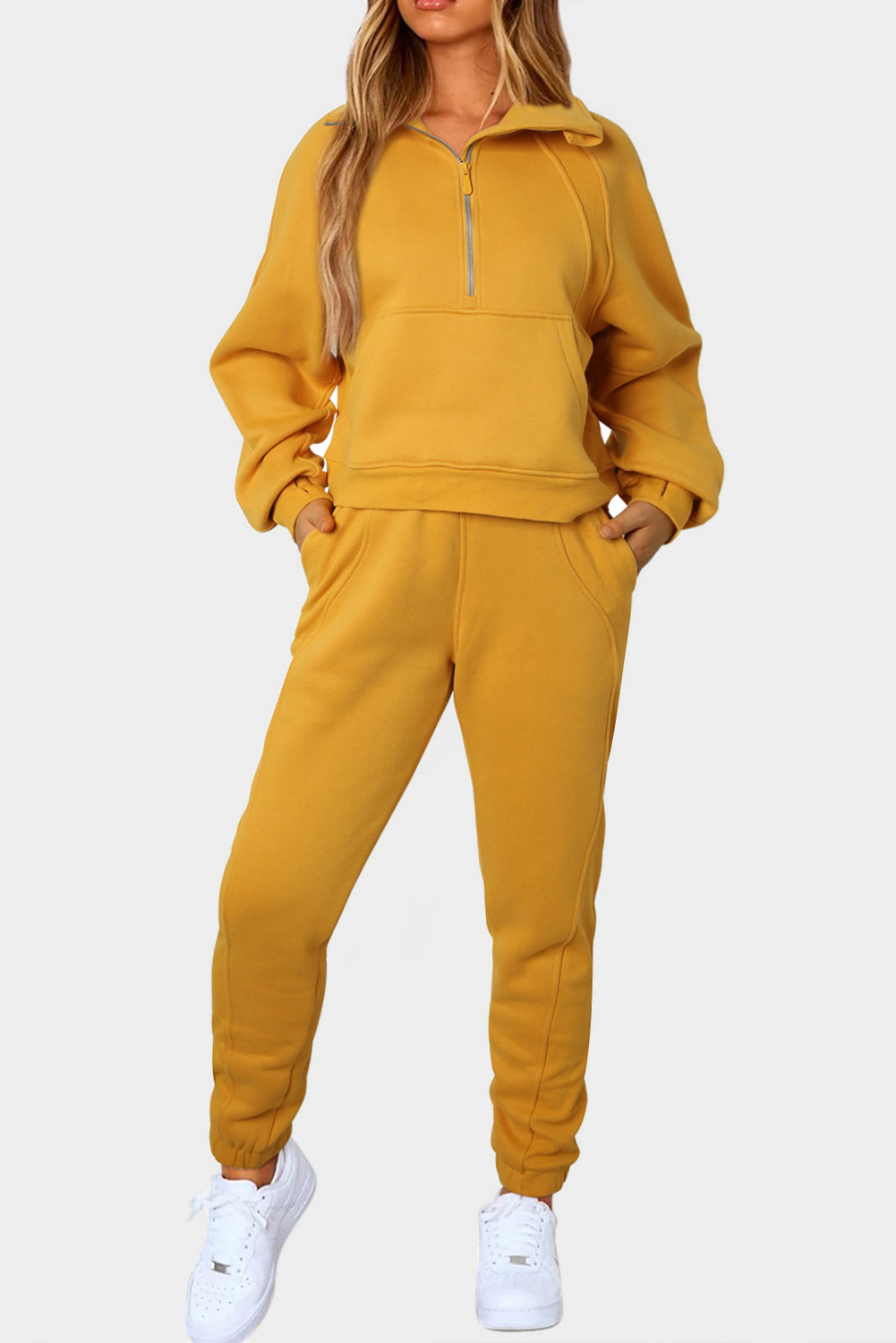 Yellow sweatpants and sweatshirt clearance