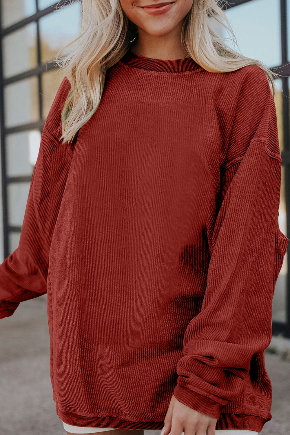 Red oversized sweatshirt hotsell