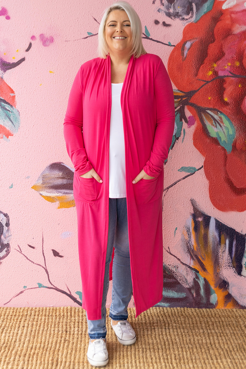 Pink duster cardigan discount