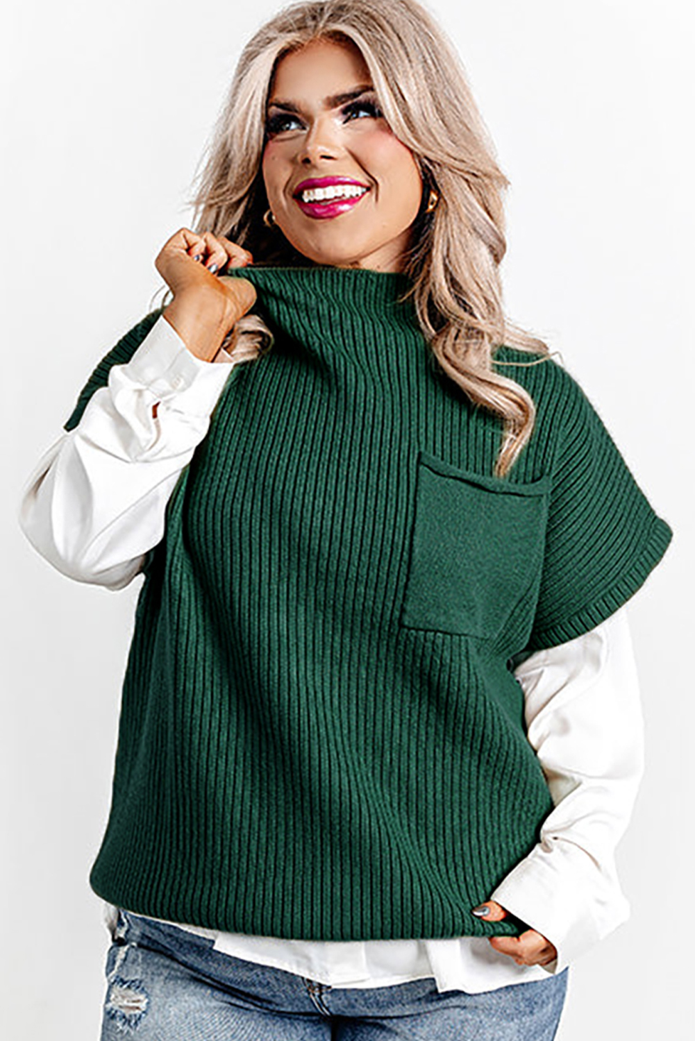 Plus size mock neck sweater deals
