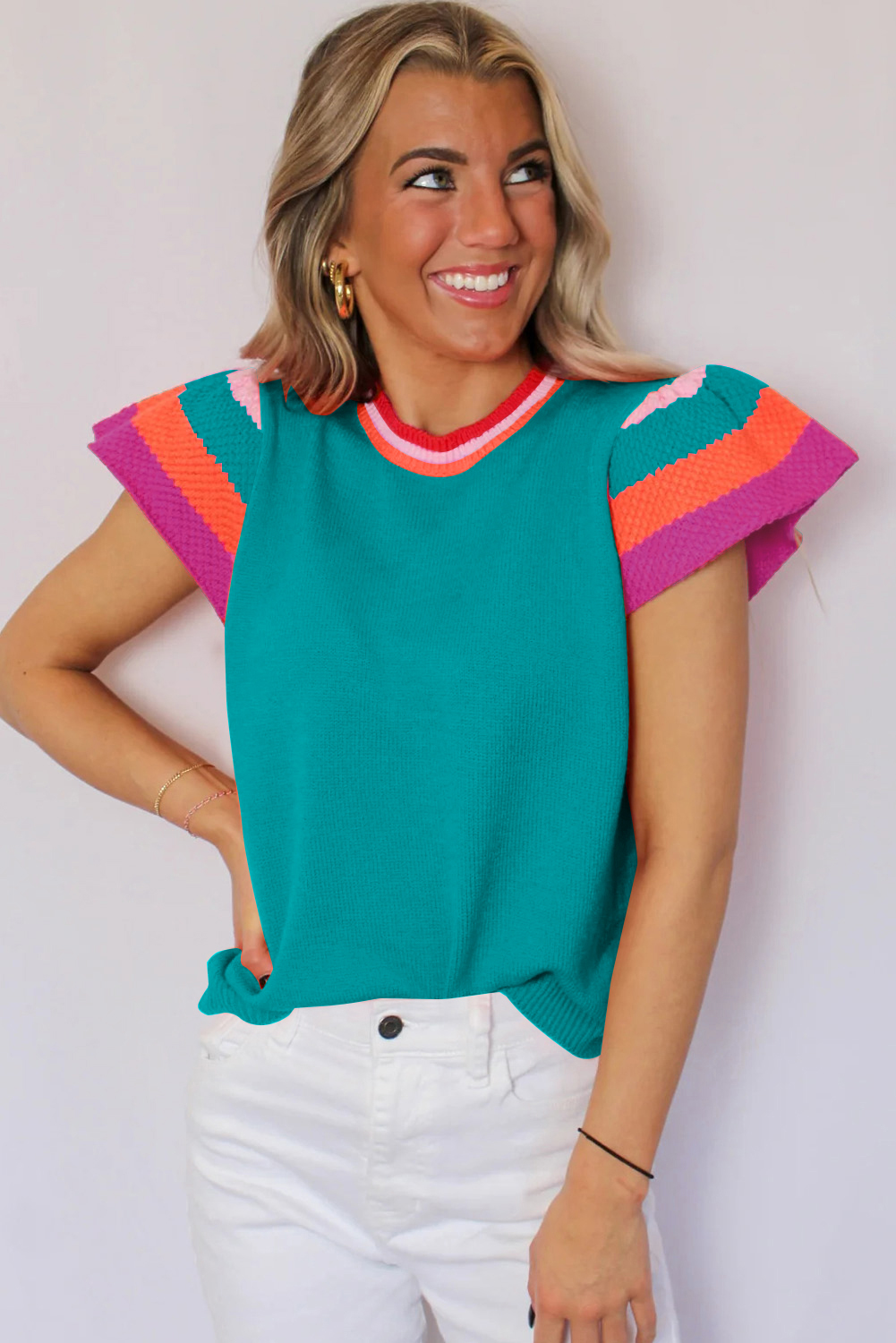 Flutter sleeve sweater hotsell