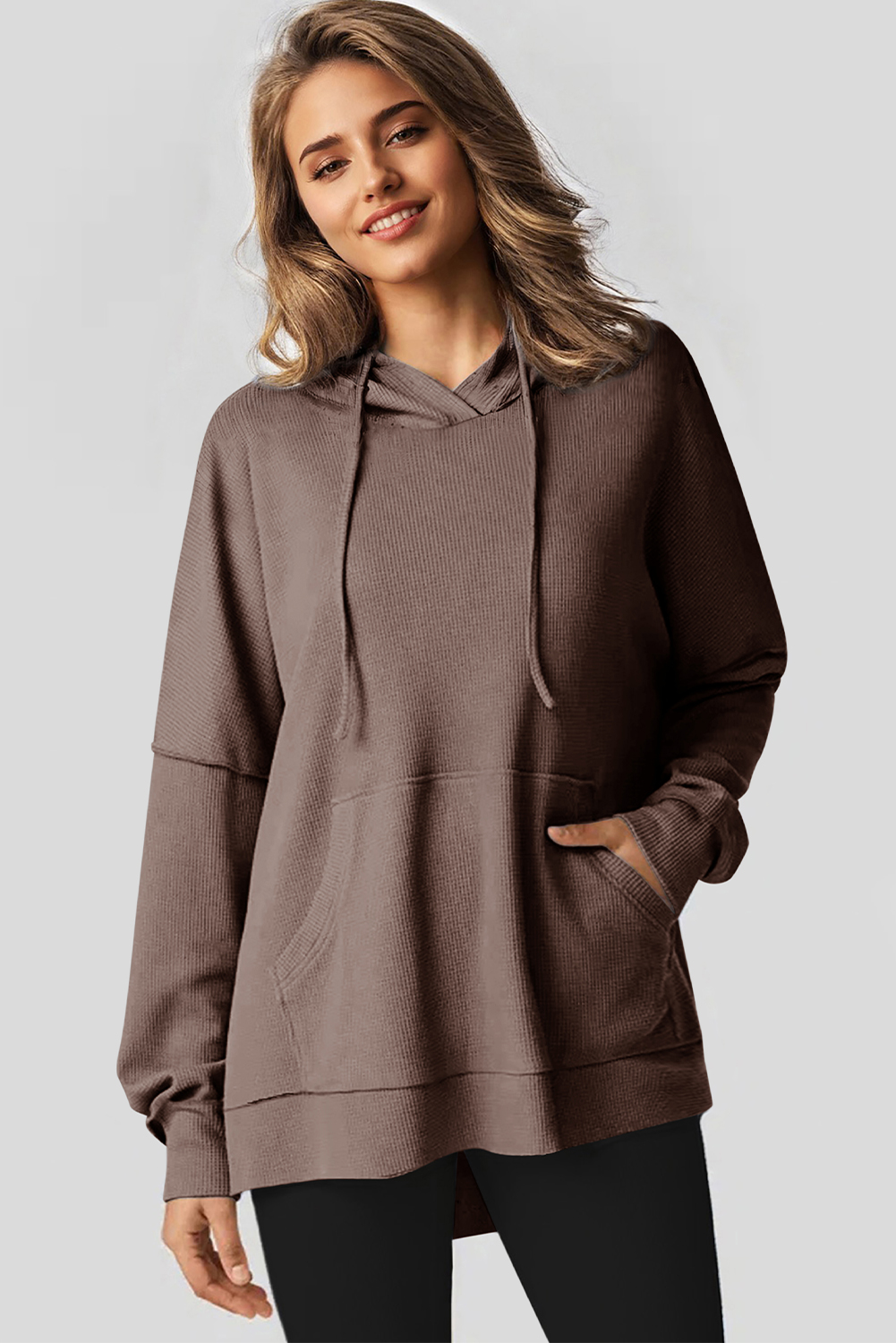 Waffle fleece hoodie clearance