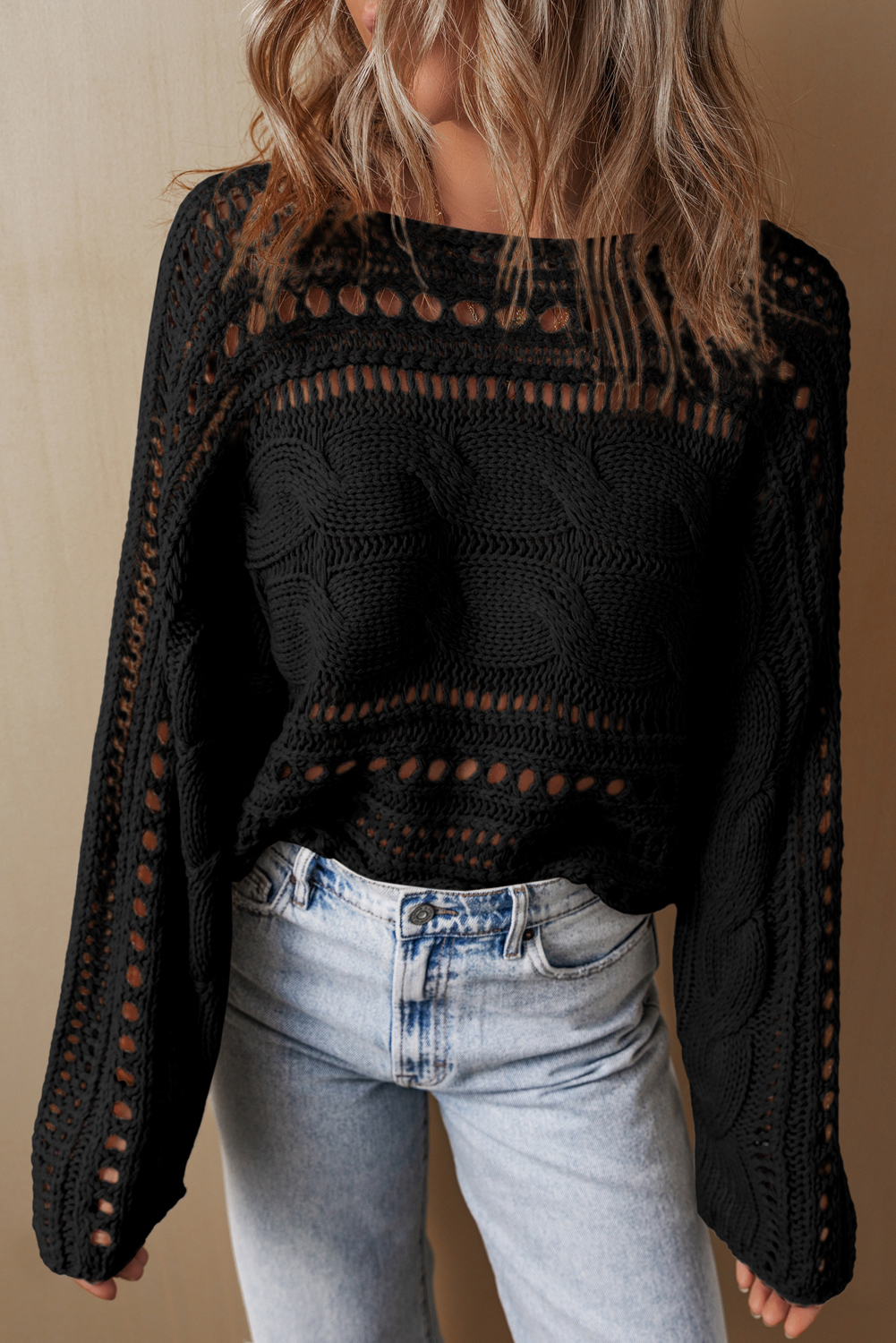 Cable knit cropped sweater shop