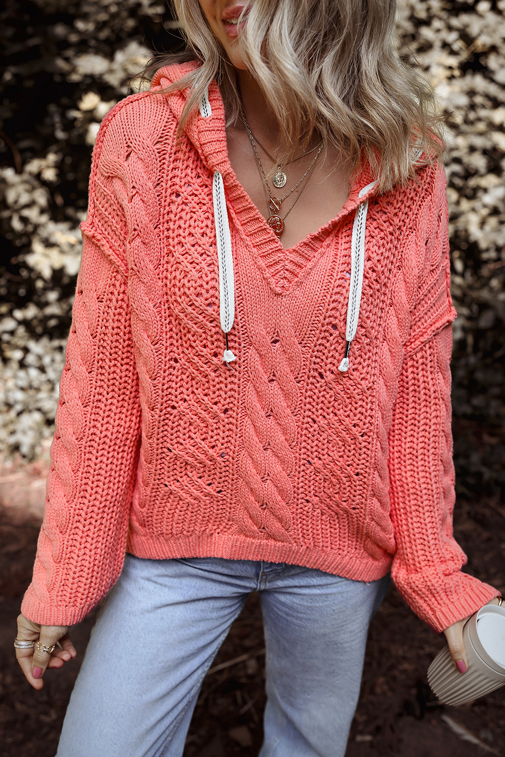 Knit hooded sweater hotsell
