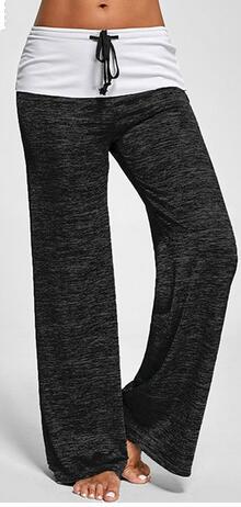Черно-меланжевые штаны с широким белым поясом и шнурком в талии