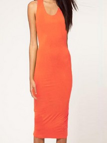 Длинное оранжевое платье